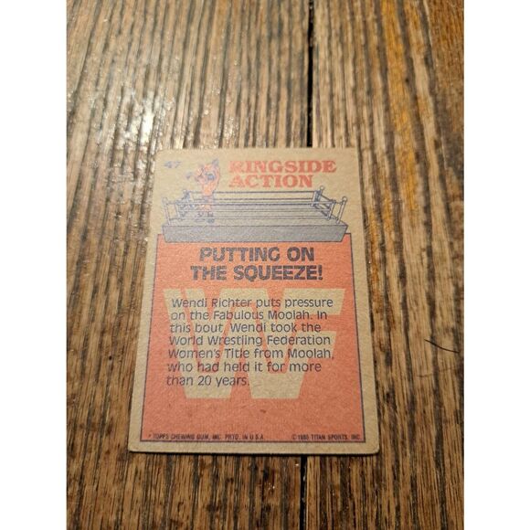 Vintage 1985 Topps WWF Trading Card 47 Wendi Richter Moolah Putting on Squeeze - Picture 4 of 4
